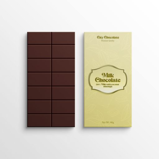 Chocolate bar wrapping paper packaging mockup design